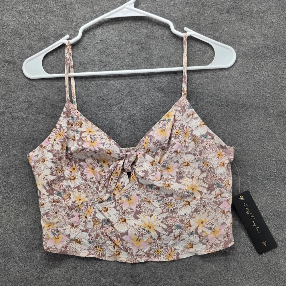 City Triangles Tank Camisole Womens M Multicolor Floral Rayon V-Neck Bow